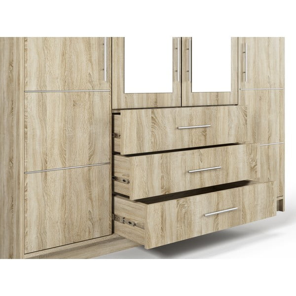 Szafa w dekorze dębu z lustrem 196x200 cm Derry – Cosmopolitan Design-image-1