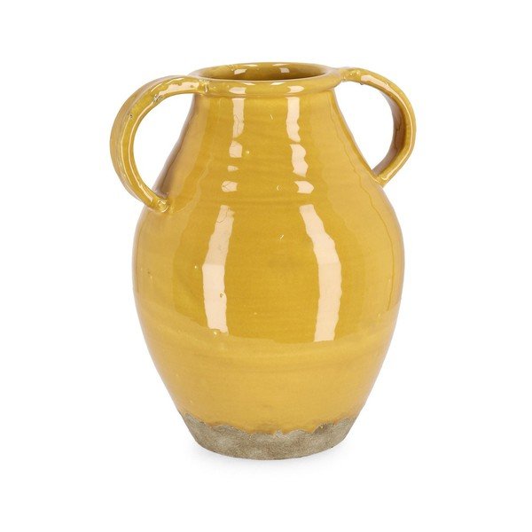 Musztardowy ręcznie wykonany wazon z terakoty (wysokość 31 cm) Daruma – Bizzotto