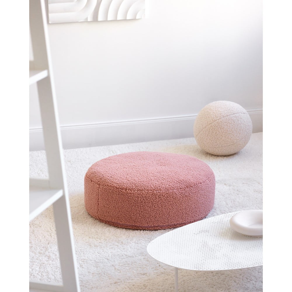 Różowy dziecięcy worek do siedzenia z materiału bouclé Round – Wigiwama (zdjęcie 7)