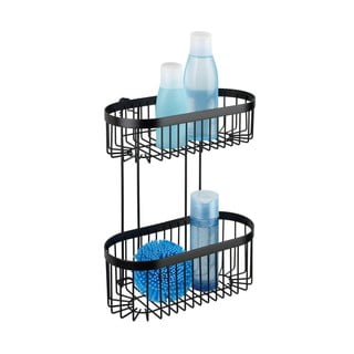 Czarny 2-poziomowy koszyk ścienny Wenko Classic Plus 2 Tier