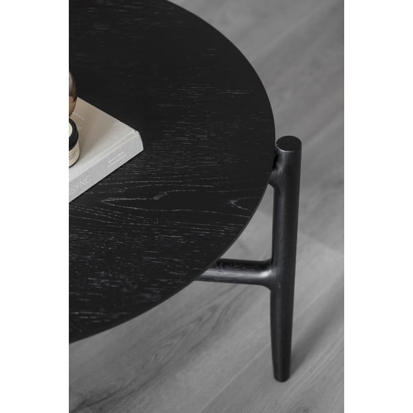 Czarny stolik z drewna dębowego Rowico Holton, ø 80 cm-image-3