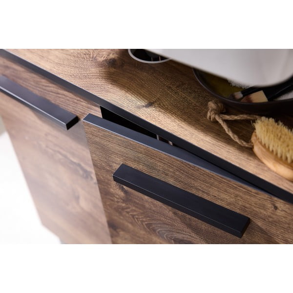 Brązowa szafka wisząca pod umywalkę w dekorze dębu bez baterii 60x53 cm Set 374 – Pelipal-image-1