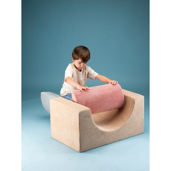 Jasnobrązowy sztruksowy piankowy plac zabaw 3 szt. wysokość 37 cm 75x49 cm Rainbow Montessori – Wigiwama-image-3