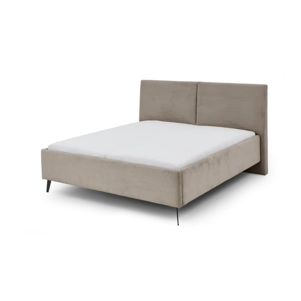 Szarobrązowe tapicerowane łóżko dwuosobowe ze schowkiem ze stelażem 180x200 cm Lando – Meise Möbel