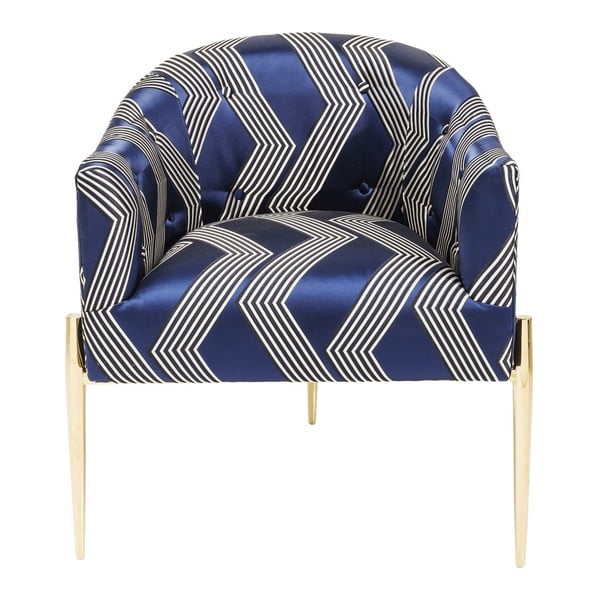 Niebieski fotel z nogami w kolorze złota Design Kimono