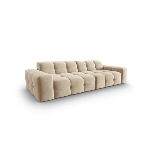 Beżowa aksamitna sofa 255 cm Kendal – Micadoni Home-image-3