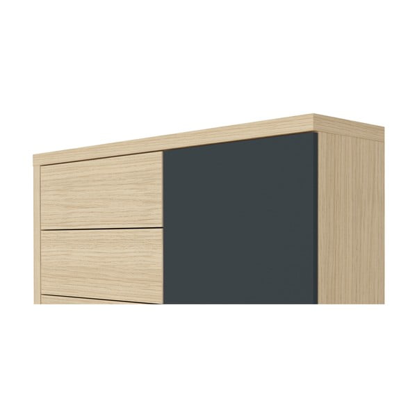 Czarna niska szafa w dekorze dębu 113x113 cm Hugo – TemaHome-image-1