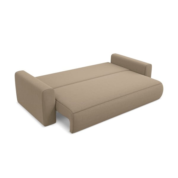 Jasnobrązowa aksamitna rozkładana/ze schowkiem sofa 238 cm Kapua – Makamii-image-4