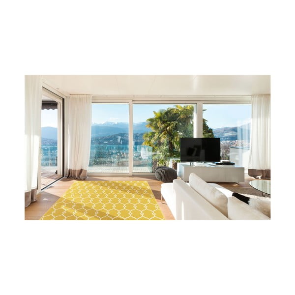 Żółty dywan odpowiedni na zewnątrz Floorita Trellis, 133x190 cm-image-3