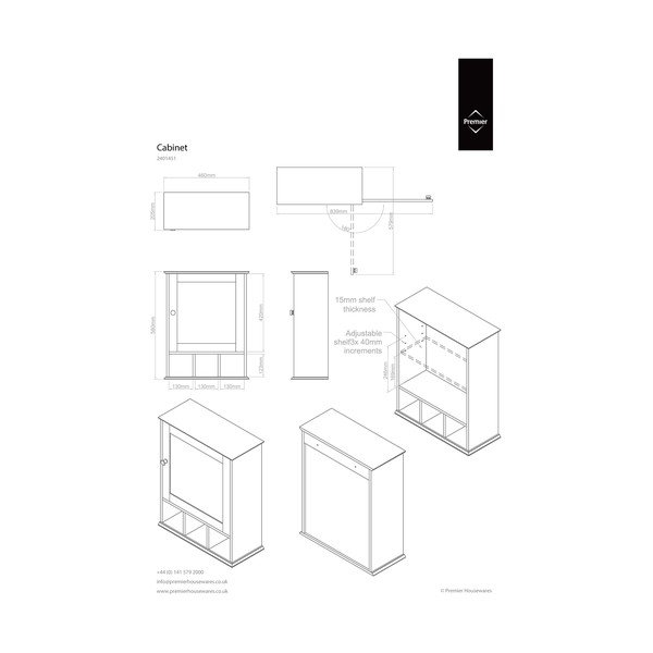 Biała wisząca szafka łazienkowa z lustrem 46x58 cm Port – Premier Housewares-image-1