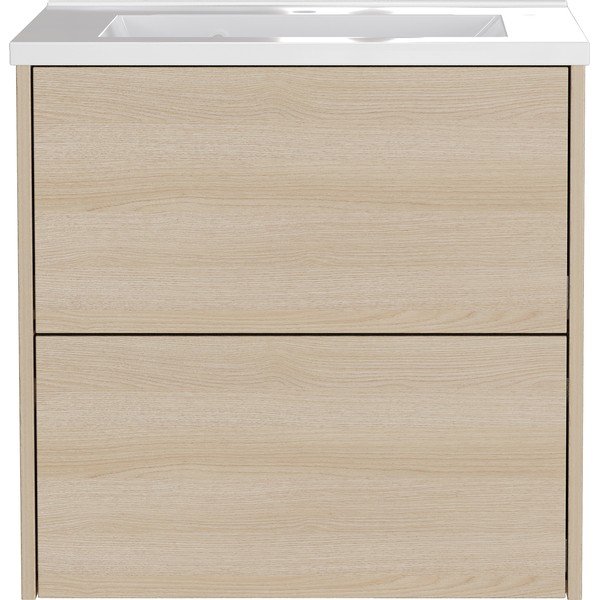Wisząca szafka pod umywalkę w dekorze dębu w naturalnym kolorze 61x61 cm Bodera – Germania-image-2