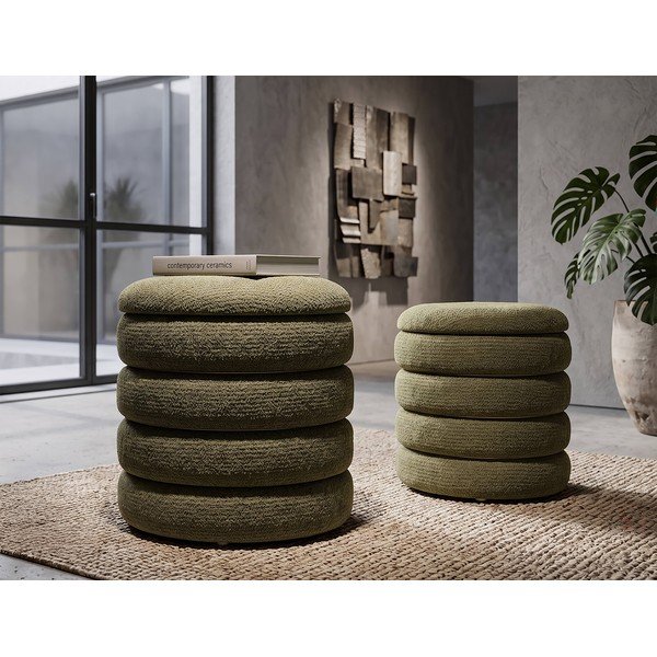 Pufy zestaw 2 szt. w kolorze khaki Nordic Style – Mauro Ferretti-image-1