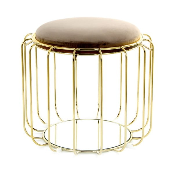 Brązowobeżowy stolik/puf z konstrukcją w złotym kolorze 360 Living Canny, ⌀ 50 cm