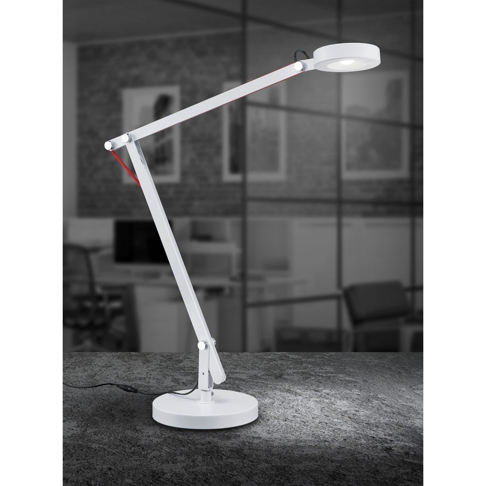 Biała lampa stołowa LED z elastyczną konstrukcją (wysokość 90 cm) Amsterdam – Trio (zdjęcie 4)