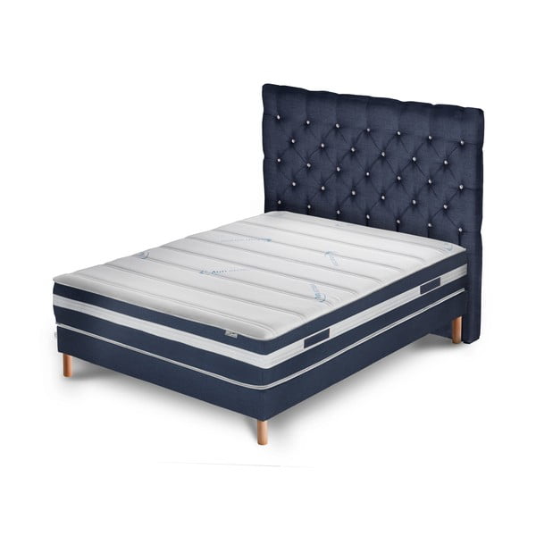 Granatowe łóżko z materacem Stella Cadente Venus Forme, 140x200 cm