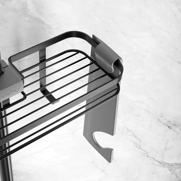 Samoprzylepna stalowa półka łazienkowa w kolorze matowej czerni Lava – Metaltex-image-4