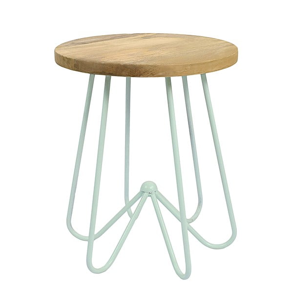 Jasnozielony stolik z drewnianym blatem HF Living Round