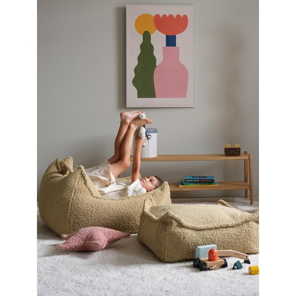 Zielony dziecięcy worek do siedzenia z materiału bouclé Chair – Wigiwama-image-4