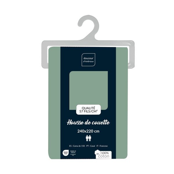 Zielona bawełniana poszwa na kołdrę dwuosobowa 240x220 cm Lina – douceur d'intérieur