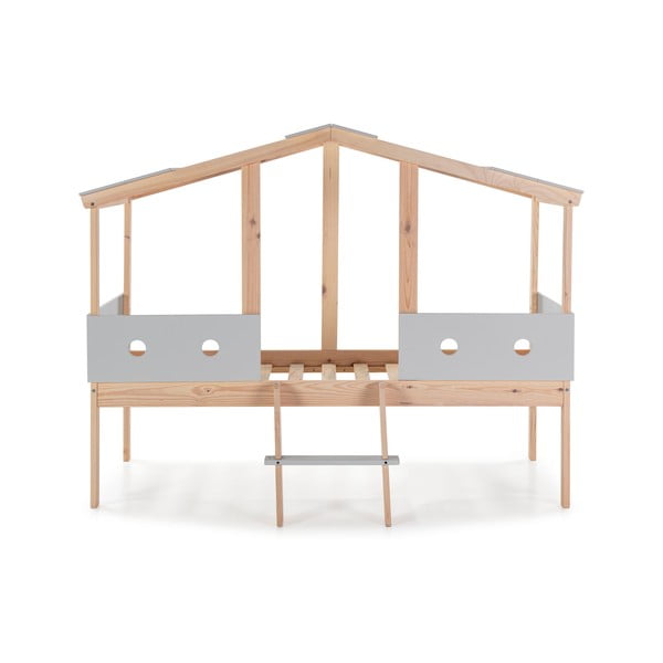 Szare podwyższone łóżko dziecięce Marckeric Compte, 90x190 cm