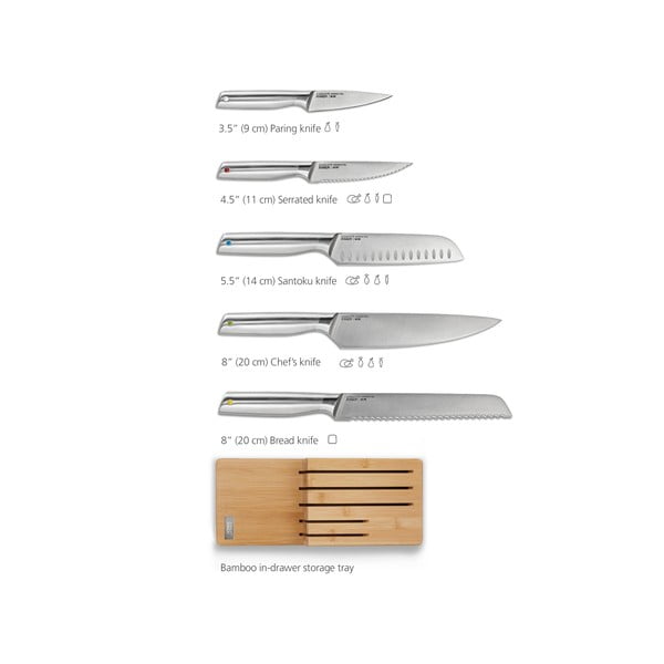Zestaw noży ze stojakiem ze stali nierdzewnej 5 szt. Elevate Bamboo – Joseph Joseph-image-4
