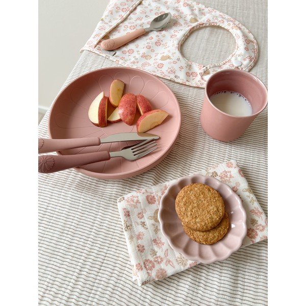 Czerwono-łososiowe sztućce dla dzieci z silikonu 3 szt. Rose Mix – Cam Cam Copenhagen-image-1