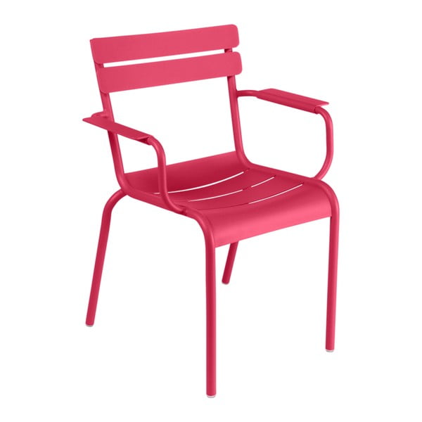 Różowe krzesło ogrodowe z podłokietnikami Fermob Luxembourg
