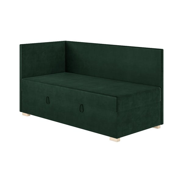 Ciemnozielone narożne łóżko dziecięce ze schowkiem i materacem 90x200 cm Flexi – Ghado-image-4