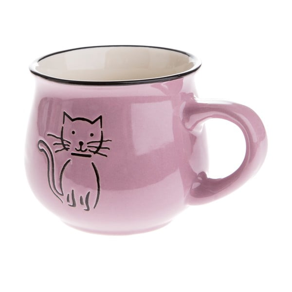 Fioletowy ceramiczny kubek z rysunkiem kota Dakls, obj. 0,2 l