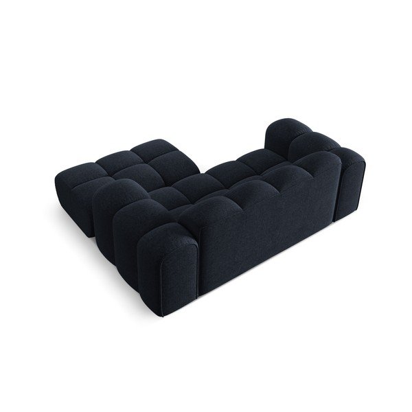 Ciemnoniebieski narożnik z tkaniny szenilowej (prawostronny/z szezlongiem) Treno – Cosmopolitan Design-image-3