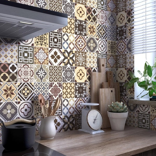 Zestaw 24 naklejek ściennych Ambiance Kenjito, 15 x 15 cm-image-1