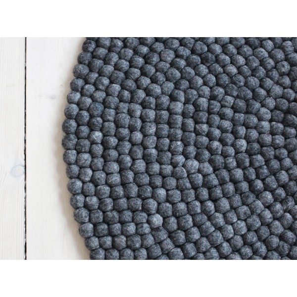 Antracytowy wełniany dywan kulkowy Wooldot Ball Rugs, ⌀ 90 cm