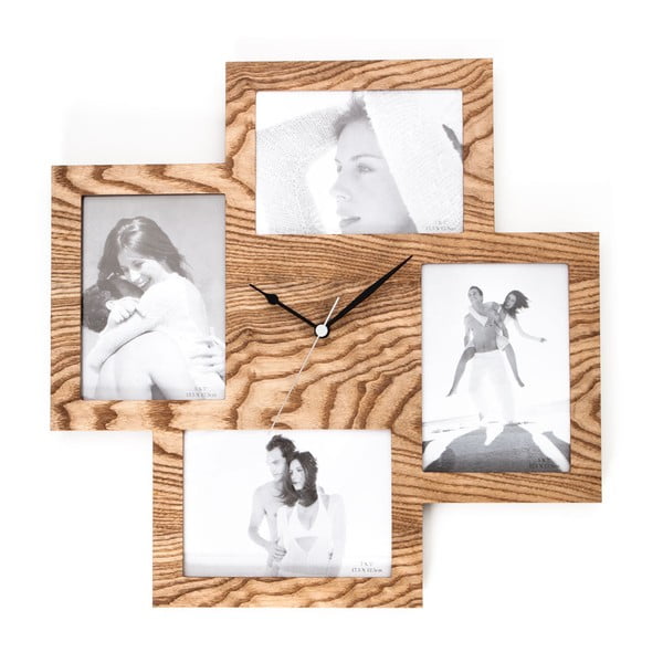 Zegar ścienny z ramkami na zdjęcia Tomasucci Collage Wood