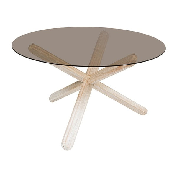 Stół z drewna mindi i szkła Santiago Pons Crystal