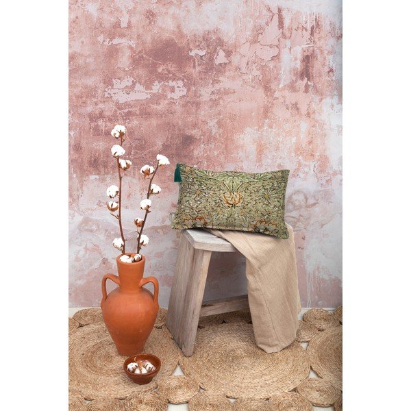 Musztardowa poszewka na poduszkę z domieszką lnu Tierra Bella Honeysuckle, 50x35 cm-image-1