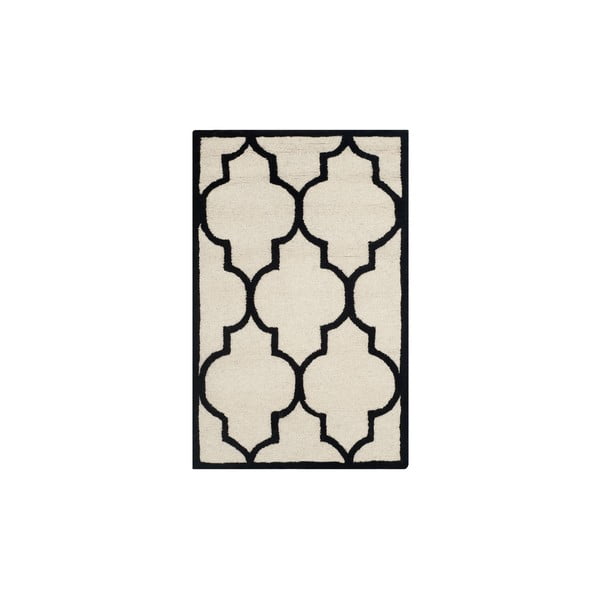Kremowo-czarny dywan wełniany Everly, 121x182 cm