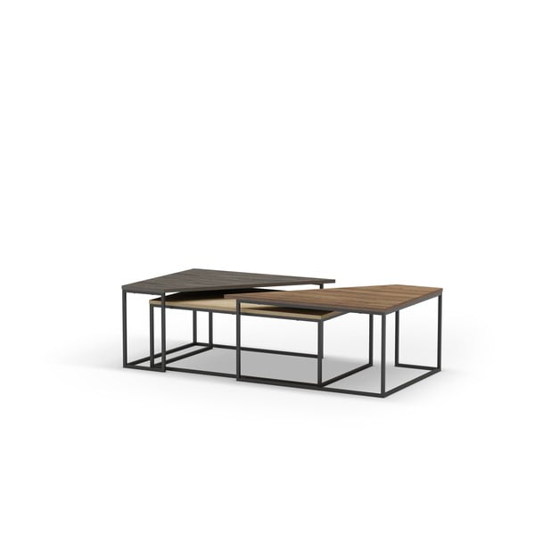 Stoliki z blatem w dekorze orzecha zestaw 3 szt. 70x110 cm Titan – Marckeric-image-4