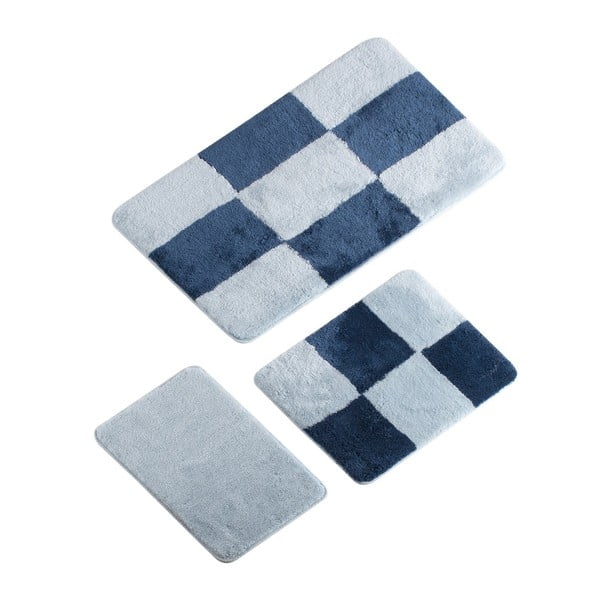 Zestaw 3 niebieskich dywaników łazienkowych Verge Bath Mat Polli