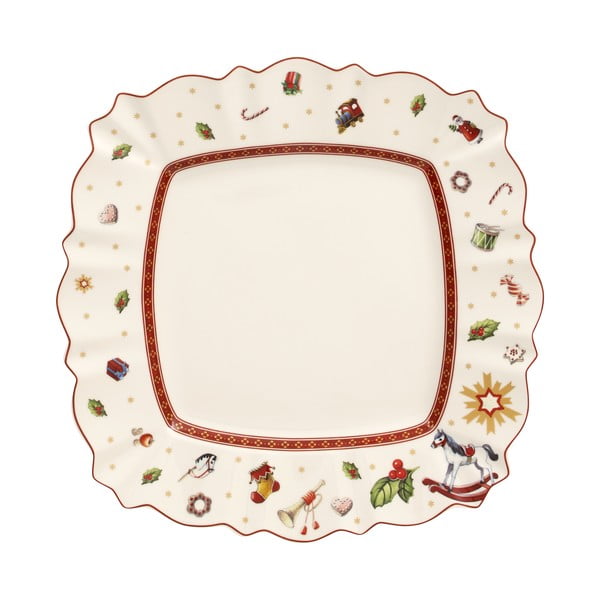 Biały porcelanowy talerz z motywem świątecznym Villeroy & Boch, 28 x 28 cm