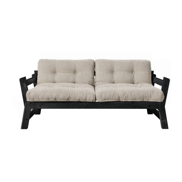 Sofa rozkładana z beżowym lnianym pokryciem Karup Design Step Black/Linen