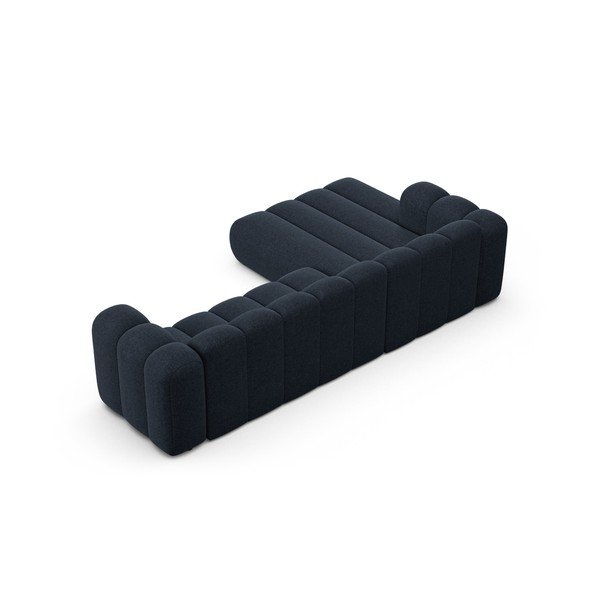 Ciemnoniebieski narożnik z tkaniny szenilowej (lewostronny/z szezlongiem) Lupine – Micadoni -image-3