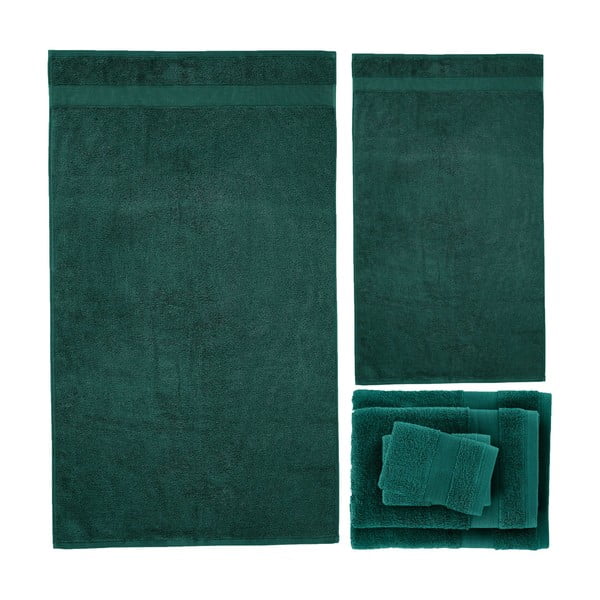 Ciemnozielone bawełniane ręczniki frotte zestaw 6 szt. Anti-Bacterial – Catherine Lansfield-image-2