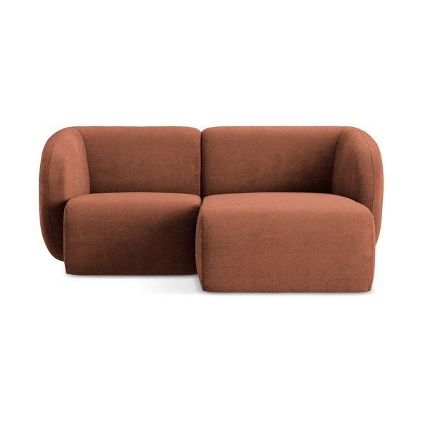 Narożnik z tkaniny szenilowej (prawostronny/z szezlongiem) w kolorze terakoty Lani – Makamii