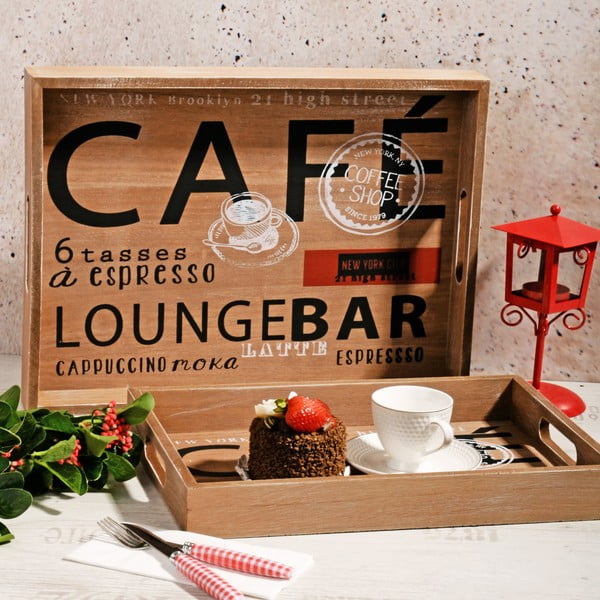 Zestaw 2 drewnianych tac Café Bar
