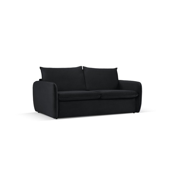 Czarna aksamitna rozkładana sofa 214 cm Vienna – Cosmopolitan Design-image-1