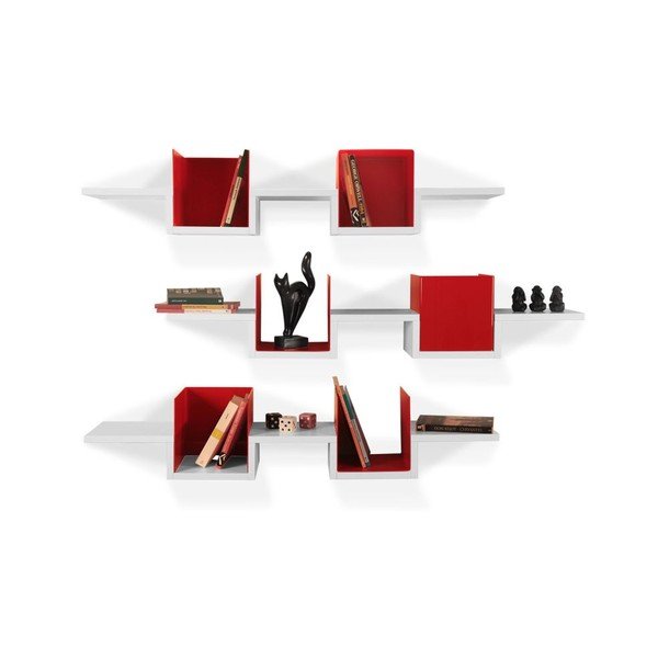 Zestaw 3 czerwono-białych półek Ales