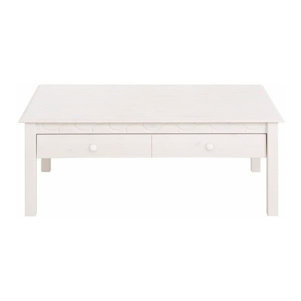 Biały stolik z szufladą z litego drewna sosnowego Støraa Lando