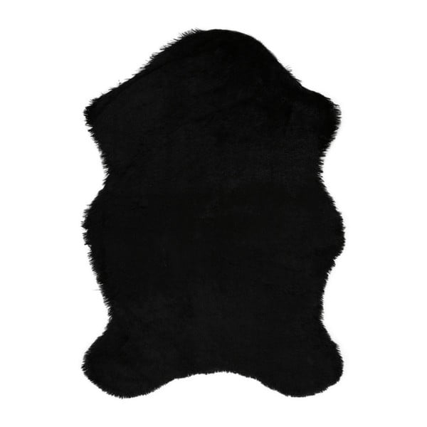 Czarny dywan ze sztucznej skóry Pelus Black, 75x100 cm