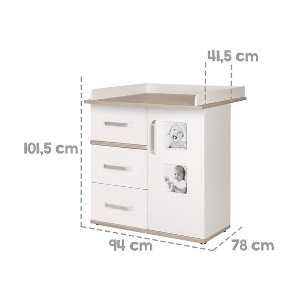 Biała wysoka komoda dziecięca w dekorze wiązu z przewijakiem 94x102 cm Moritz – Roba-image-1