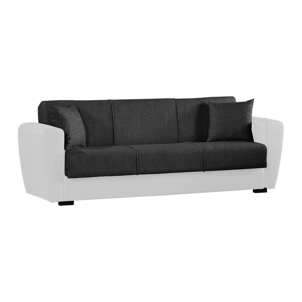 Grafitowo-biała trzyosobowa sofa rozkładana ze schowkiem Esidra Comfort